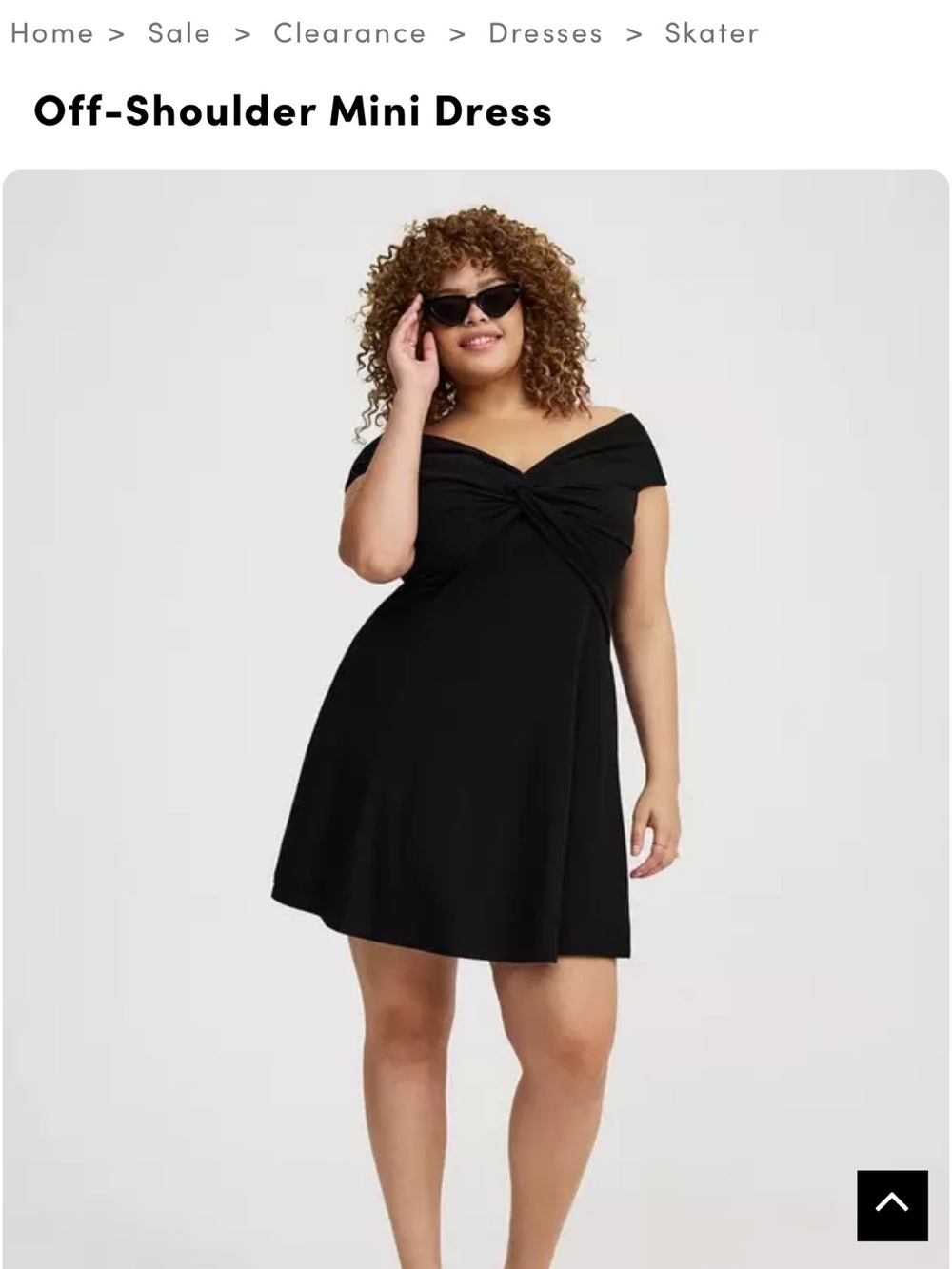 torrid Black Off-Shoulder Knot Front Mini Dress